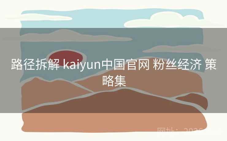 路径拆解 kaiyun中国官网 粉丝经济 策略集