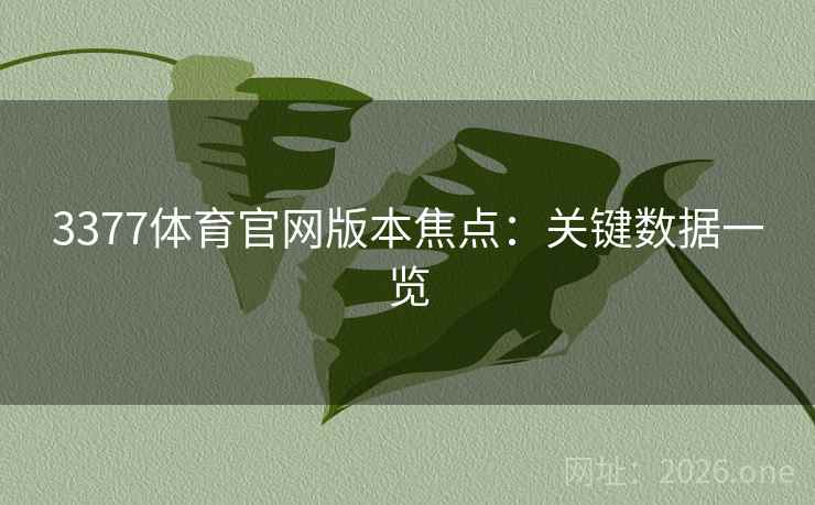 3377体育官网版本焦点：关键数据一览